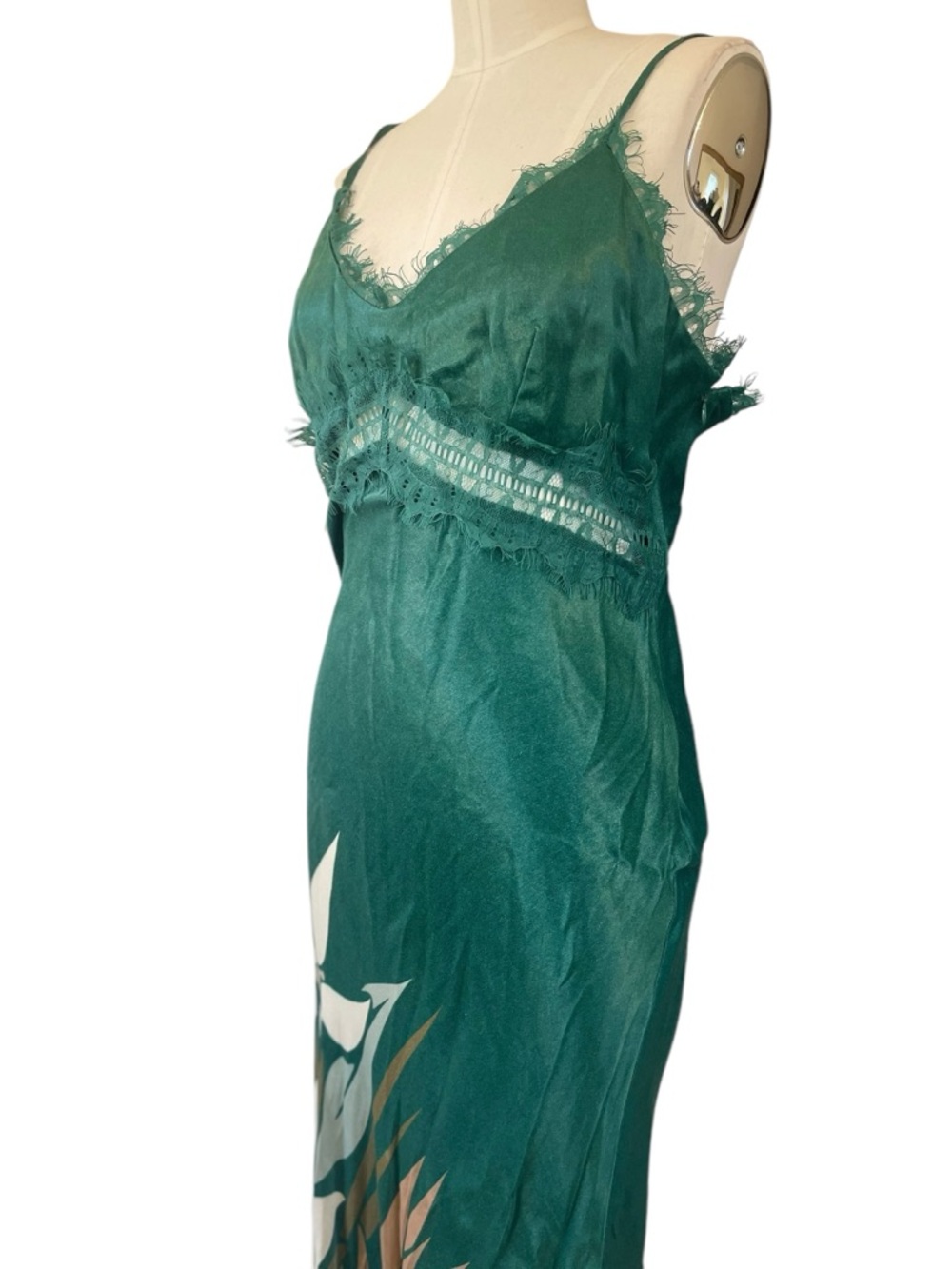 ❤️ NWT! Anthropologie x Bl^nk Eustella Bare Green Maxi Satin Slip Dress XL - Picture 8 of 15